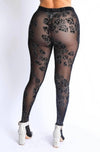 Glittered leopard mesh footed leggings