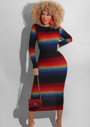 Rainbow Ribbed Bodycon