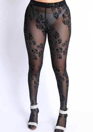 Glittered leopard mesh footed leggings